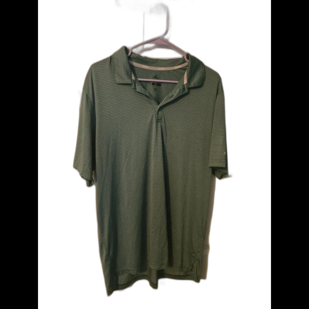 Men's Adidas Green Striped Golf Shirt Size XL